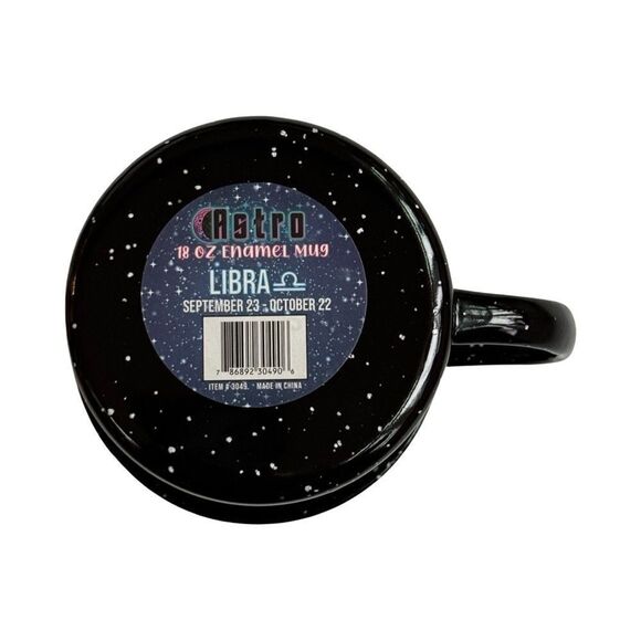 Libra Astrology 18 oz Enamel Campfire Mug Zodiac Symbol Blk White & Gold NWT - Picture 8 of 8
